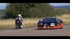 Ultra HD 4K Rolling RACE BMW S1000RR vs Bugatti Veyron Vitesse -presented by Samsung