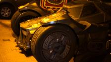 Batmobile in exterior detail checkpoint Europa Park Gumball 3000 Dublin to Bucharest