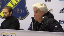Presskonferensen efter straffavgörandet mot AIK